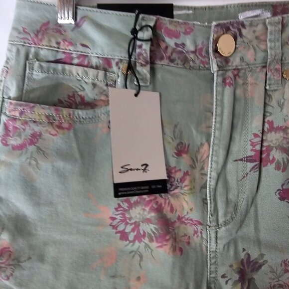 NWT Seven 7 Jeans Womens 10 High Rise Ankle Skinny Green Floral Stretch Denim - Picture 11 of 15